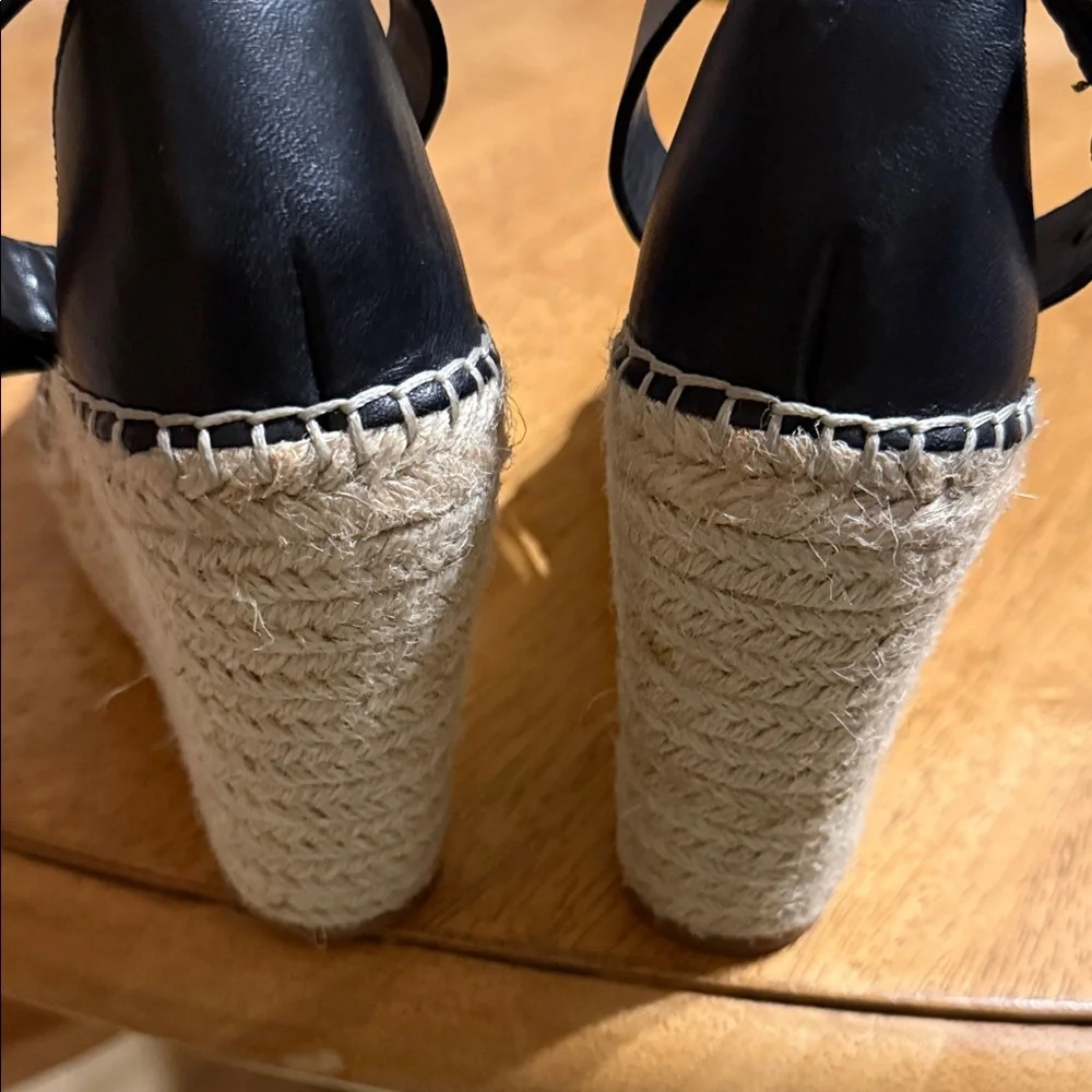 Treasure & Bond Black Leather Espadrilles